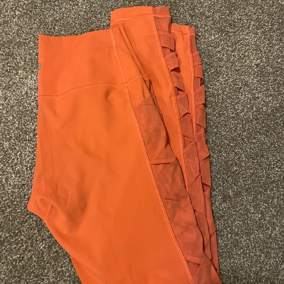 lululemon athletica Pants - lululemon athletica Orange Mesh-Panel Leggings